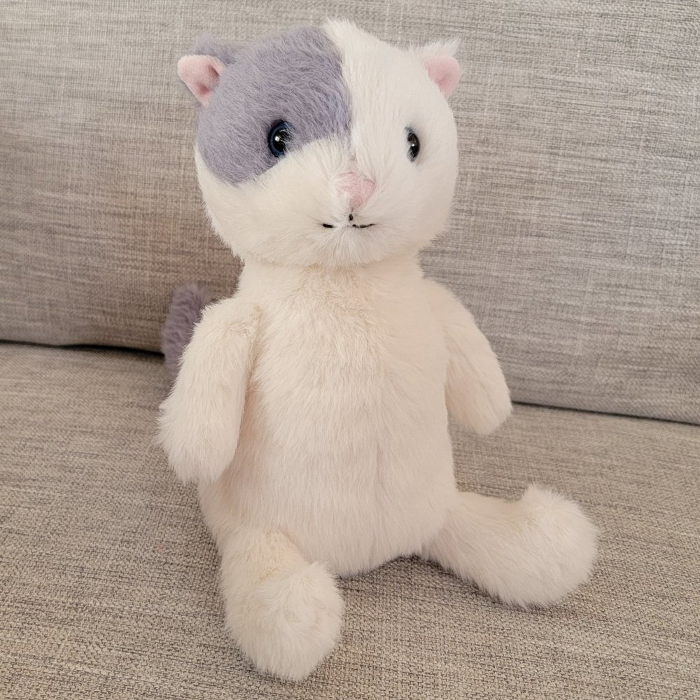 Jellycat Munchkin Cat 8" white and gray plush animal, brand new